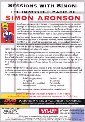 Sessions With Simon: The Impossible Magic Of Simon Aronson - Volume 3 (Memorized Deck) - DVD